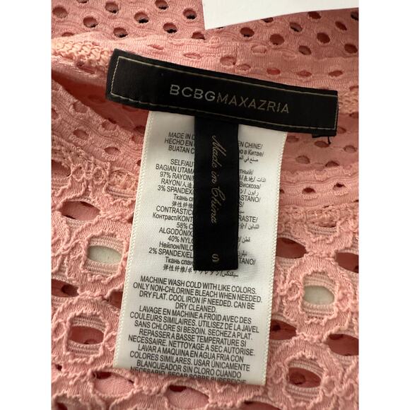 BCBG Max Azria Shirt Women's Small Whisper Pink Mesh Long Sleeve - Picture 4 of 6